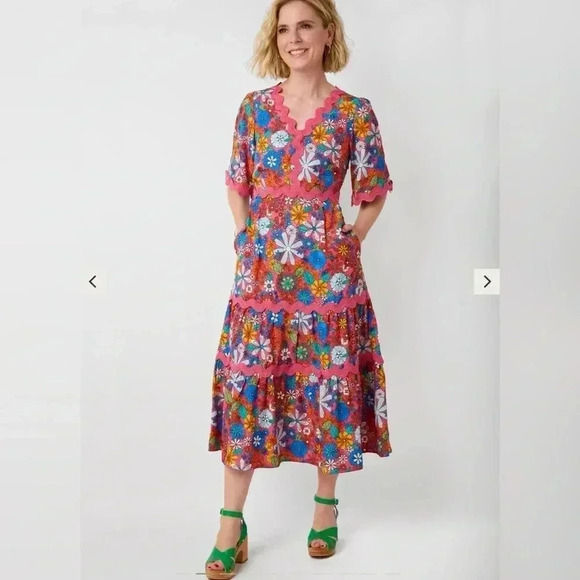 Wyse London EF X Wyse Dana Ric Rac Mod Dress - Multi Size 4 $445 70s LIKE NEW - Picture 2 of 6